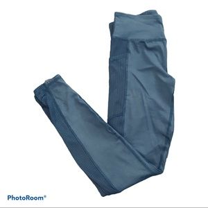FOREVER21 LEGGINGS POCKETS RIBBED SIDE PANEL TEAL STRETCH
